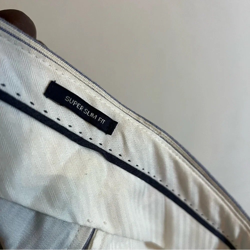 Mango Man Striped Light Blue and White Pants - Picture 6 of 8